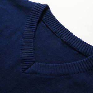 Suéteres de punto sin mangas con logotipo personalizado para hombre, jerséis de punto de algodón con cuello en V, informales, holgados, para otoño e invierno, para exteriores, ropa, suéter - Product Image 3
