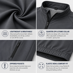 Chaqueta de Golf Impermeable de Manga Corta para Hombre, Cortavientos Ligero, Resistente al Agua, con Cierre de Cremallera, Logotipo Personalizado OEM - Product Image 3
