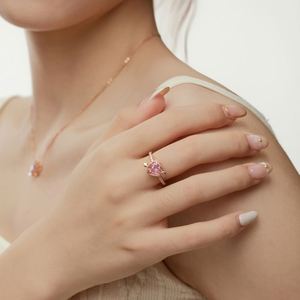 Bijoux Dylam, meilleurs cadeaux pour Noël, la Saint-Valentin, bague d'éternité en argent S925 plaqué or rose, cœur d'amour, zircon 5A - Product Image 2