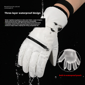 Gants de <span class=keywords><strong>ski</strong></span> pour hommes et femmes, blancs, en polyester, imperméables et chauds pour les sports d'hiver, la conduite, design cinq doigts, en stock - Product Image 5