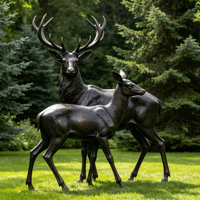 Statue de cerf en bronze grandeur nature pour sculpture de jardin extérieur