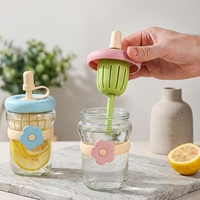 Gelas Tumbler Kaca Borosilikat Tinggi yang Dapat Digunakan Kembali dengan Pola Bunga Kapasitas 500ml Aman untuk Mesin Cuci Piring untuk Penggunaan di Rumah & Kantor