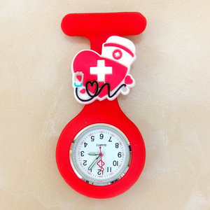 Cute Red Heart <b>Nurse</b> Fob <b>Watch</b> with Stethoscope Silicone Band Quartz Medical <b>Pocket</b> Clock for clinic use - Product Image 1