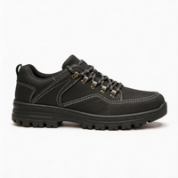 Chaussures de travail décontractées pour hommes, tige en cuir véritable, à lacets, antidérapantes, semelle extérieure en PVC résistante à l'usure, chaussures de marche en plein air 20260811-3