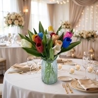 Fleurs artificielles en tulipes en PU de style moderne au toucher réaliste, 36 cm, bouquet de fleurs artificielles pour la décoration de mariage, de la maison, des événements, de la table, des arrangements floraux