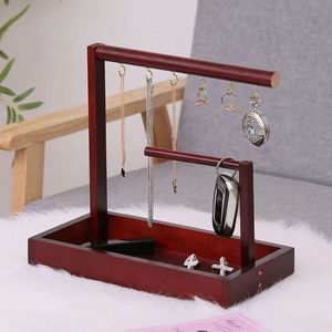 Japanese Style Wooden <b>Key</b> <b>Hanger</b> Desk Organizer Rectangle Multifunction Storage Rack For Entryway Desktop Neatening - Product Image 4