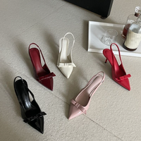 Sandales à talons hauts sexy pour femmes, grande taille 713, à bout fermé, avec nœud, bride arrière, amincissantes et rehaussantes