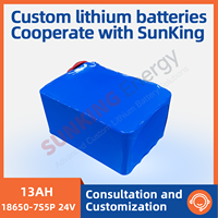 Batterie au lithium rechargeable 18650 24V 13AH pour stockage d'énergie solaire, fauteuil roulant, instrument médical, lit électrique
