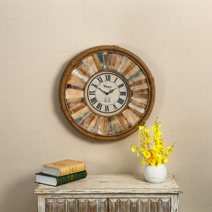Wooden Round Wall <b>Clock</b> <b>Battery</b> Powered Single Face For Living Room Bedroom Home Decoration - Product Image 2