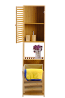 Fabrik Großhandel Bambus Badezimmer Organizer Lager regal Regal Stehende Installation mit Wäsche korb für den Badezimmer gebrauch