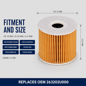 Filtro Olio Motore 1510253 263112U000 ALO8791 AX1077 HO707 263202U000 per Hyundai Tucson, Kona, I30 e <span class=keywords><strong>Kia</strong></span> Sportage, Ceed - Product Image 3