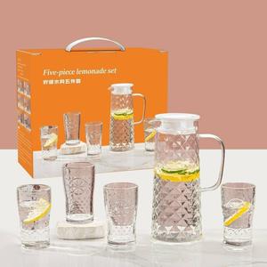 Ensemble de 5 pièces en <span class=keywords><strong>verre</strong></span> pour limonade avec pichet et verres – Carafe <span class=keywords><strong>à</strong></span> eau résistante <span class=keywords><strong>à</strong></span> la chaleur pour thé glacé, jus et boissons froides - Product Image 2