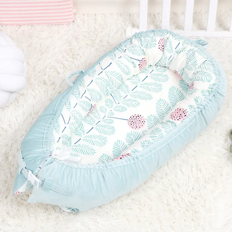 Baby Nest Infant Baby Lounger Bassinet Snuggle Bumper with Pillow Cushion Cotton Baby Carry Nest