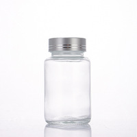 Flacon en verre transparent à large ouverture, multi-spécifications, qualité alimentaire, pour produits de santé et médicaments, idéal pour 3-7 gélules de Cordyceps en poudre