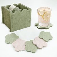 Ensemble de 10 dessous-de-verre en feutre absorbant de qualité supérieure, en forme de fleur, résistants à la chaleur, avec boîte de rangement, pour la décoration et la protection de la table à la maison