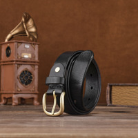 Ceinture en cuir de vachette souple faite à la main WIZNEERK, légère, durable, avec boucle à ardillon simple en alliage, unisexe, véritable et tendance