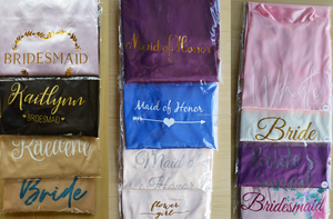 Robes de mariée en soie satinée, kimono uni, teinture unie, sexy, lisses, douces, grande taille, robes de soirée de mariage, robes de matin imprimées, robes brodées - Product Image 4