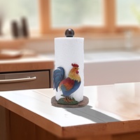 Porte-papier toilette vintage en fer et bois, figurine de coq peinte à la main, sculpture animale, ornement de décoration intérieure pour l'inauguration de la maison