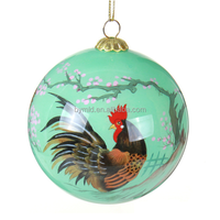 Boule de verre Offre Spéciale avec alimentation de poulet personnalisée à l'intérieur de l'ornement d'arbre de Noël peint à la main fournitures de décoration écologique