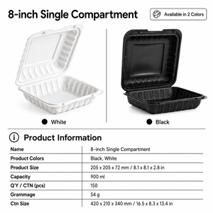Black Disposable Blister PP Plastic MFPP <b>Lunch</b> <b>Box</b> 1/3 <b>Compartment</b> Food Containers - Product Image 2