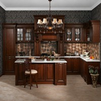 Cuisine modulaire Heritage Estate |   MDF |   Comptoir en acrylique |   Lustre en bronze |   Porte-bouteilles en diamant |   Travail en treillis |   Charnière de table à manger