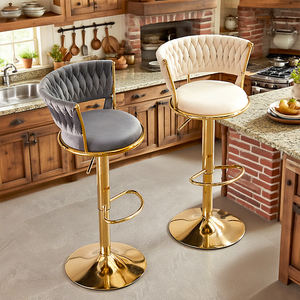 Sgabello da <span class=keywords><strong>Bar</strong></span> di Lusso in Velluto con Base Dorata, Sedia Girevole Regolabile in Altezza per <span class=keywords><strong>Isola</strong></span> Cucina o <span class=keywords><strong>Bar</strong></span> di Casa - Product Image 4
