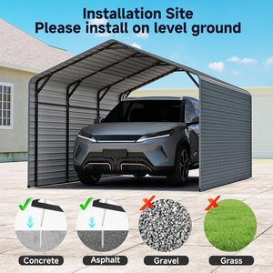 Abri de voiture en métal robuste 10x15 pieds, <span class=keywords><strong>garage</strong></span> extérieur avec panneaux latéraux en métal, abris de voiture fermés pour voitures et bateaux - Product Image 3