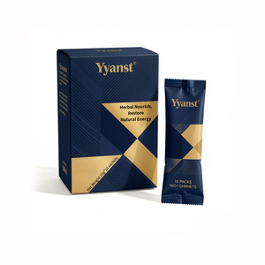 Café Instantáneo con Extracto de Plantas Herbales Naturales, 10g*10 Sobres, Caja de Papel Geométrica Azul Oscuro Dorado, Bebida Botánica Pura - Product Image 1