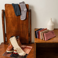 Automne et blanc couleur unie chaussettes à rayures larges rétro Ins à la mode Style japonais chaussettes en coton tube moyen et long chaussettes en pile