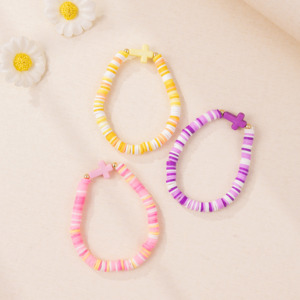 Wholesale Handmade Stackable Cross Beads Elastic Bracelet Summer Beach <b>Clay</b> Friendship Bracelet <b>Set</b> - Product Image 3