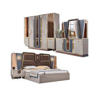 Ensemble de meubles de chambre à coucher complet en bois, lit double de luxe moderne, chambre de luxe, lit king-size