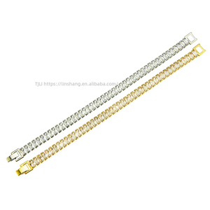 Men's copper inlaid zircon <b>bracelet</b>, simple strip zircon jewelry, <b>bracelet</b> jewelry. - Product Image 5