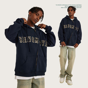All'ingrosso giacca con cappuccio in pile polare con cerniera a forma di cerniera personalizzata con Logo Streetwear produttori di <span class=keywords><strong>abbigliamento</strong></span> - Product Image 5