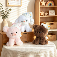Peluche de 18 cm avec bonnet de sommeil, ours en peluche, cochon, éléphant, mouton, poupée en peluche douce, cadeaux, vente directe d'usine, vente en gros