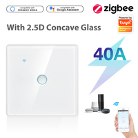 Interrupteur mural intelligent Premium 2.5D avec verre concave tactile pour Smart Life Zigbee WIFI 40A avec cadre en métal aluminium