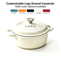 Cocotte en fonte émaillée avec couvercle, résistante au four, robuste, pour la cuisson du pain, le braisage et les ragoûts