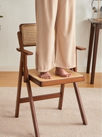 Fauteuil en bambou et bois tressé, dossier de relaxation, chaise pliante pour la maison, chaise de lecture, chaise de salle à manger, design nordique moderne et minimaliste