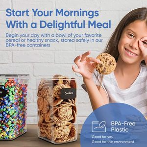 Set <span class=keywords><strong>di</strong></span> 12 Contenitori Ermetici Riutilizzabili in Plastica Senza BPA per Alimenti (2L Ciascuno) Organizzazione Dispensa <span class=keywords><strong>Cucina</strong></span> - Product Image 5