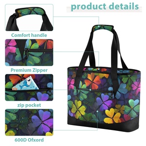 Sacs à déjeuner isothermes personnalisés en gros avec motif floral tropical, en polyester durable, sacs fourre-tout isothermes pour le déjeuner - Product Image 4