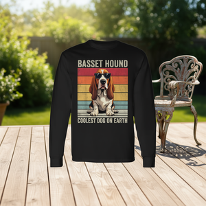 T-Shirt a Maniche Lunghe Basset Hound, Design Vintage Unisex per Adulti, Stampa Digitale, Abbigliamento Promozionale - Product Image 2