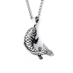 Yunnique – collier avec pendentif poisson Koi en acier inoxydable pour hommes, chaîne animale Punk Hip Hop, bijoux à la mode, cadeau - Product Image 5