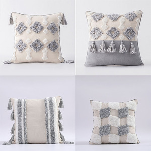 De algodón al por mayor casa tejido almohada <span class=keywords><strong>Boho</strong></span> borla de pelo insertado de Macrame <span class=keywords><strong>Boho</strong></span> almohada - Product Image 4