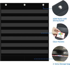 Organizador Colgante Personalizado Grande y Transparente con 7 Bolsillos y 2 Bolsillos de Almacenamiento Adicionales, Duradero, para Suministros de Oficina y Aula, Poliéster 420D - Product Image 3