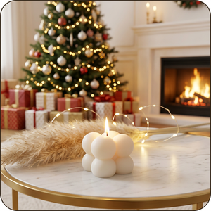 Petite bougie à bulles, ensemble de bougies rondes modernes, bougie blanche pour la décoration de Noël, utilisation en intérieur - Product Image 4