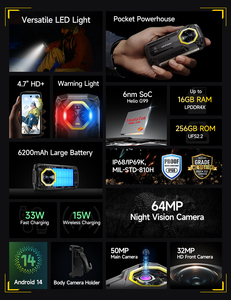 โทรศัพท์มือถือ Ulefone Mini 20 Tiny Atom กล้องมองกลางคืน 64MP กล้องติดตัว ไฟ LED อเนกประสงค์ แบตเตอรี่ขนาดใหญ่ 6200mAh โทรศัพท์ที่ทนทาน - Product Image 5