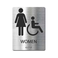 Panneau de signalisation WC commercial moderne personnalisé, conforme ADA, avec braille, installation facile, en plastique durable, à suspendre