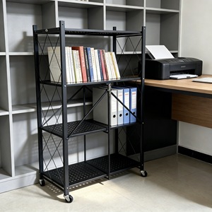 Étagère de rangement sur pied personnalisable en métal noir thermolaqué pour la maison et la <span class=keywords><strong>cuisine</strong></span>, 5 niveaux, pliable - Product Image 1