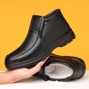 Botas de Invierno para Hombre de Cuero Genuino, con Punta Redonda, Forro de Felpa, Suela de Goma Antideslizante, Cálidas para la Nieve - Product Image 4