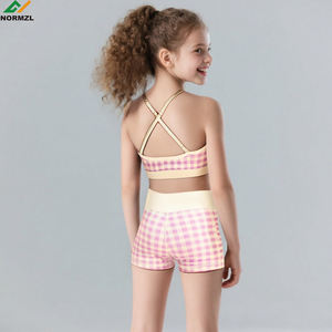 ชุดกีฬาลายสก็อตเสื้อครอปท็อปและสั้นชุดออกกำลังกายแบบระเหิดสำหรับเด็กผู้หญิงชุดออกกำลังกายสำหรับไปโรงเรียนเต้นรำ - Product Image 2