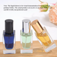 Flacons de parfum en verre rectangulaires transparents de 15 ml, vaporisateurs rechargeables, brume fine, échantillons cosmétiques de voyage, miniatures de parfum, logo personnalisé